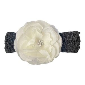 Bridal Ivory Lace Flower Hair Band Chiffon Rose Rhinestone French Netting NWOT